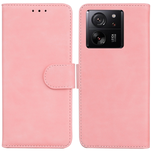 

For Xiaomi 13T / 13T Pro / Redmi K60 Ultra Skin Feel Pure Color Flip Leather Phone Case(Pink)