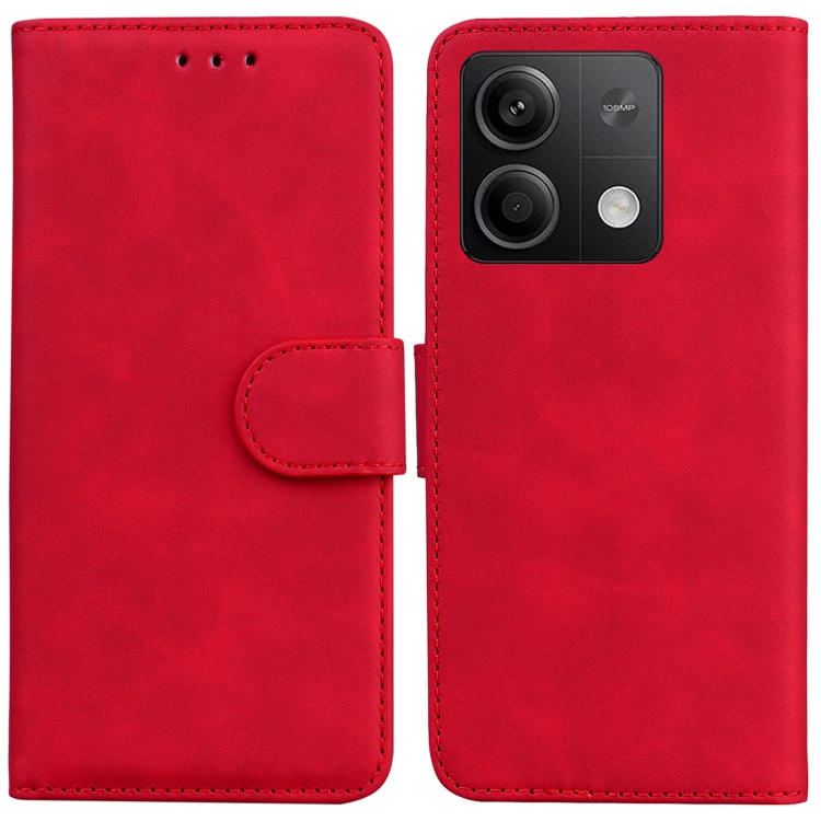 

For Xiaomi Redmi Note 13 5G Skin Feel Pure Color Flip Leather Phone Case(Red)