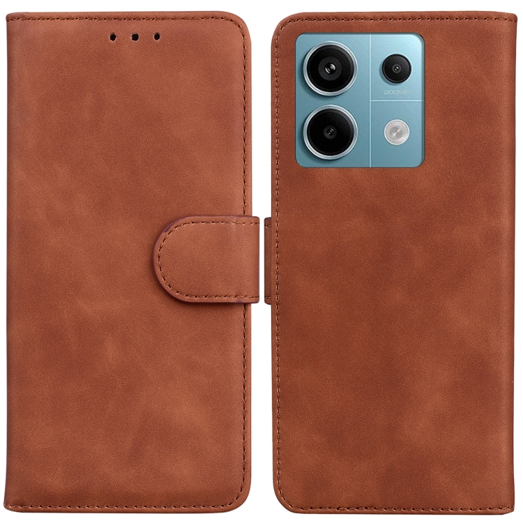 

For Xiaomi Redmi Note 13 Pro 5G Skin Feel Pure Color Flip Leather Phone Case(Brown)