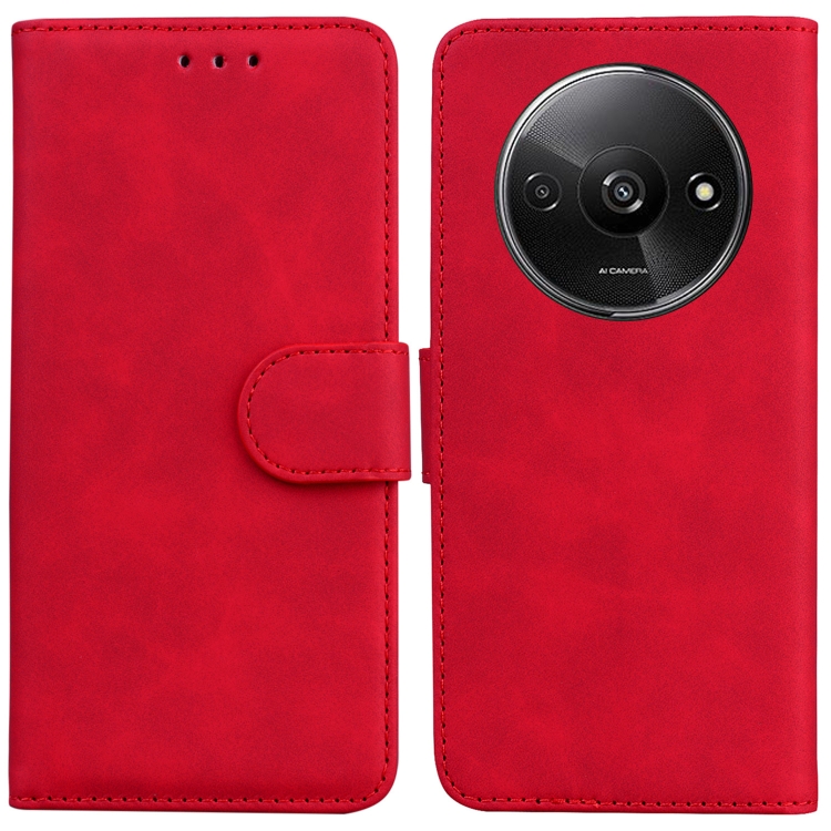 

For Xiaomi Redmi A3 Skin Feel Pure Color Flip Leather Phone Case(Red)