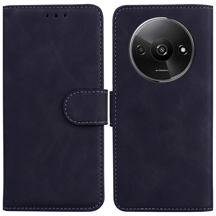

For Xiaomi Redmi A3 Skin Feel Pure Color Flip Leather Phone Case(Black)