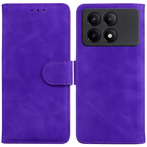 

For Xiaomi Redmi K70E / Poco X6 Pro Skin Feel Pure Color Flip Leather Phone Case(Purple)