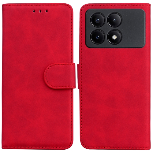 

For Xiaomi Redmi K70E / Poco X6 Pro Skin Feel Pure Color Flip Leather Phone Case(Red)