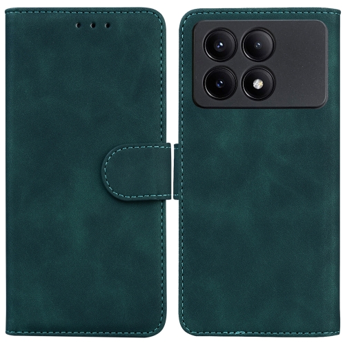 

For Xiaomi Redmi K70E / Poco X6 Pro Skin Feel Pure Color Flip Leather Phone Case(Green)