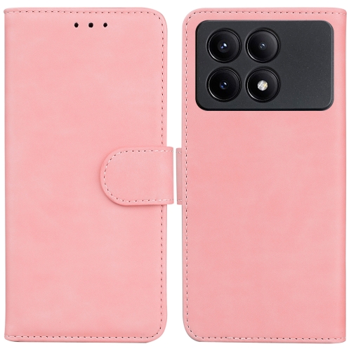 

For Xiaomi Redmi K70E / Poco X6 Pro Skin Feel Pure Color Flip Leather Phone Case(Pink)