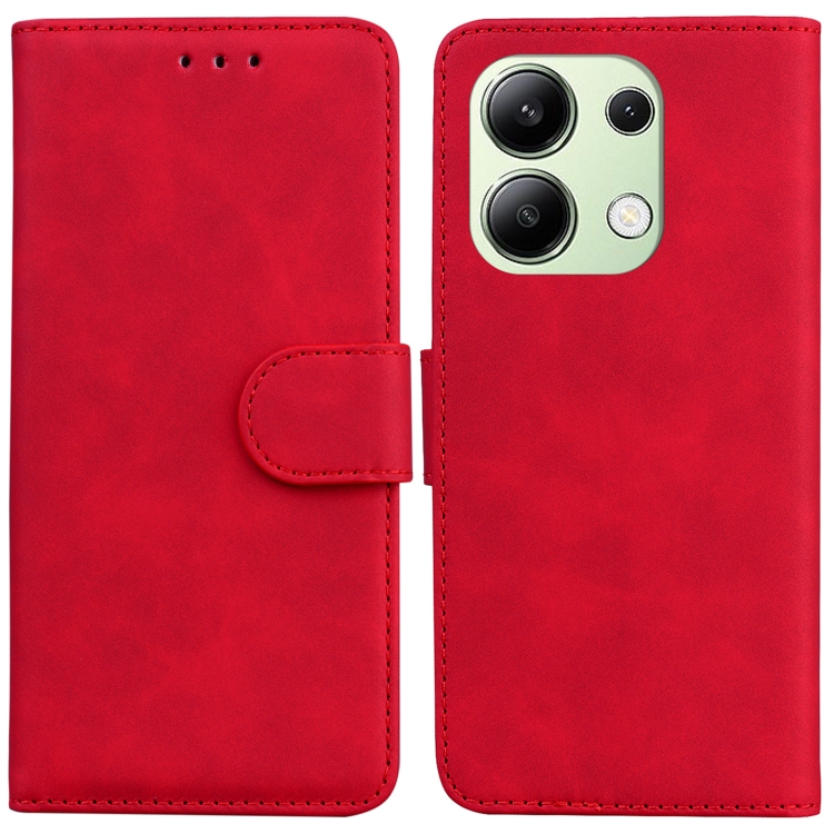 

For Xiaomi Redmi Note 13 4G Global Skin Feel Pure Color Flip Leather Phone Case(Red)