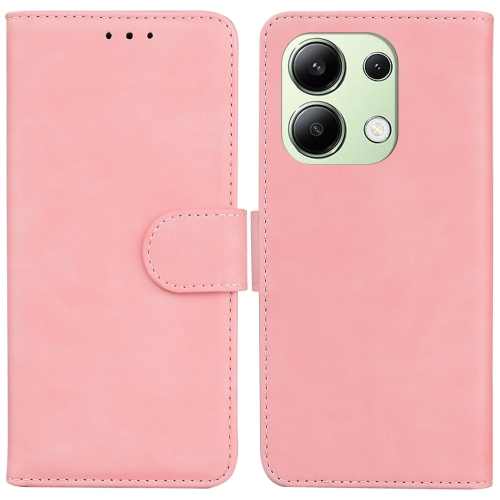 

For Xiaomi Redmi Note 13 4G Global Skin Feel Pure Color Flip Leather Phone Case(Pink)