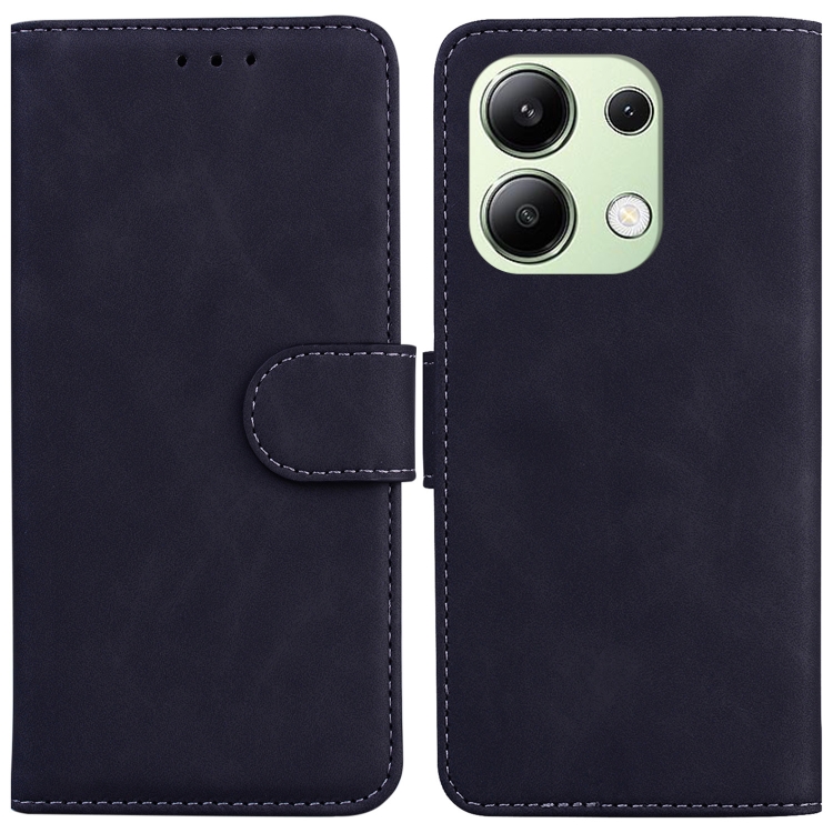 

For Xiaomi Redmi Note 13 4G Global Skin Feel Pure Color Flip Leather Phone Case(Black)