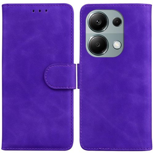 

For Xiaomi Poco M6 Pro 4G Skin Feel Pure Color Flip Leather Phone Case(Purple)