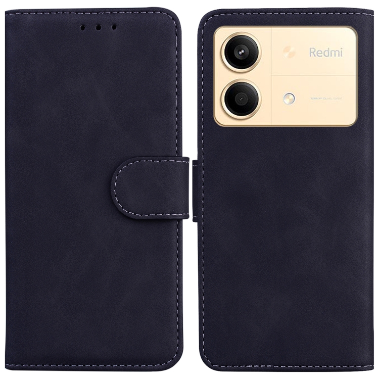 

For Xiaomi Redmi Note 13R Pro Skin Feel Pure Color Flip Leather Phone Case(Black)