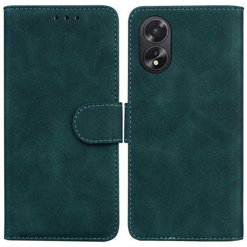 

For OPPO A38 4G / A18 Skin Feel Pure Color Flip Leather Phone Case(Green)