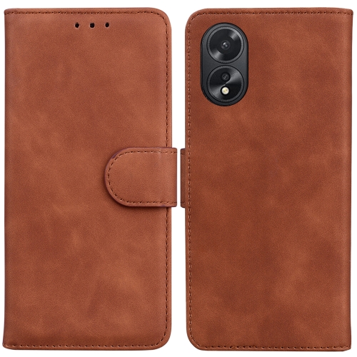 

For OPPO A38 4G / A18 Skin Feel Pure Color Flip Leather Phone Case(Brown)