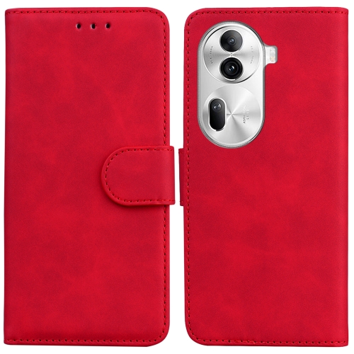 

For OPPO Reno11 Pro 5G Global Skin Feel Pure Color Flip Leather Phone Case(Red)
