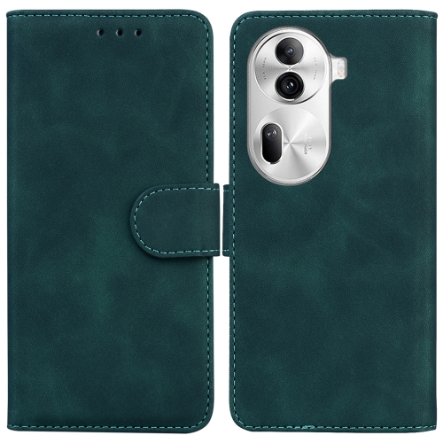 

For OPPO Reno11 Pro 5G Global Skin Feel Pure Color Flip Leather Phone Case(Green)