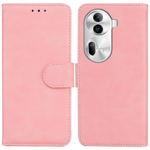 

For OPPO Reno11 Pro 5G Global Skin Feel Pure Color Flip Leather Phone Case(Pink)