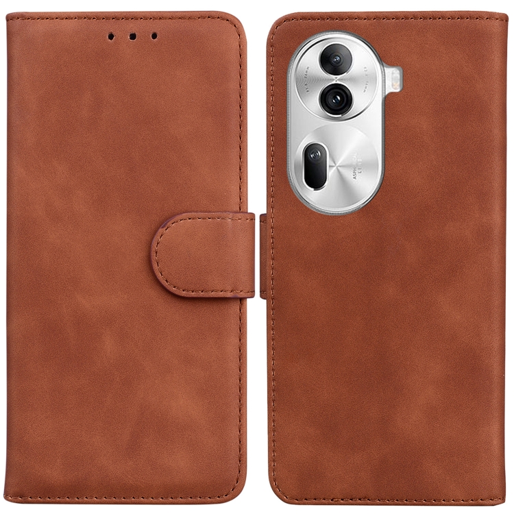 

For OPPO Reno11 Pro 5G Global Skin Feel Pure Color Flip Leather Phone Case(Brown)