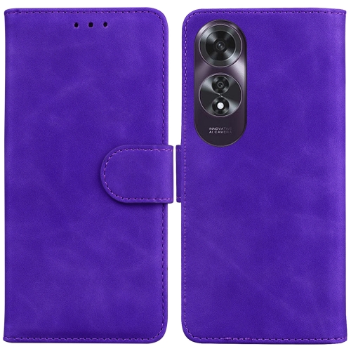 

For OPPO A60 4G Skin Feel Pure Color Flip Leather Phone Case(Purple)
