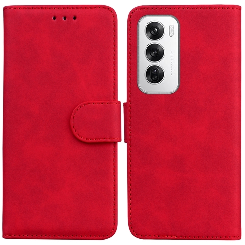 

For OPPO Reno12 5G Global Skin Feel Pure Color Flip Leather Phone Case(Red)