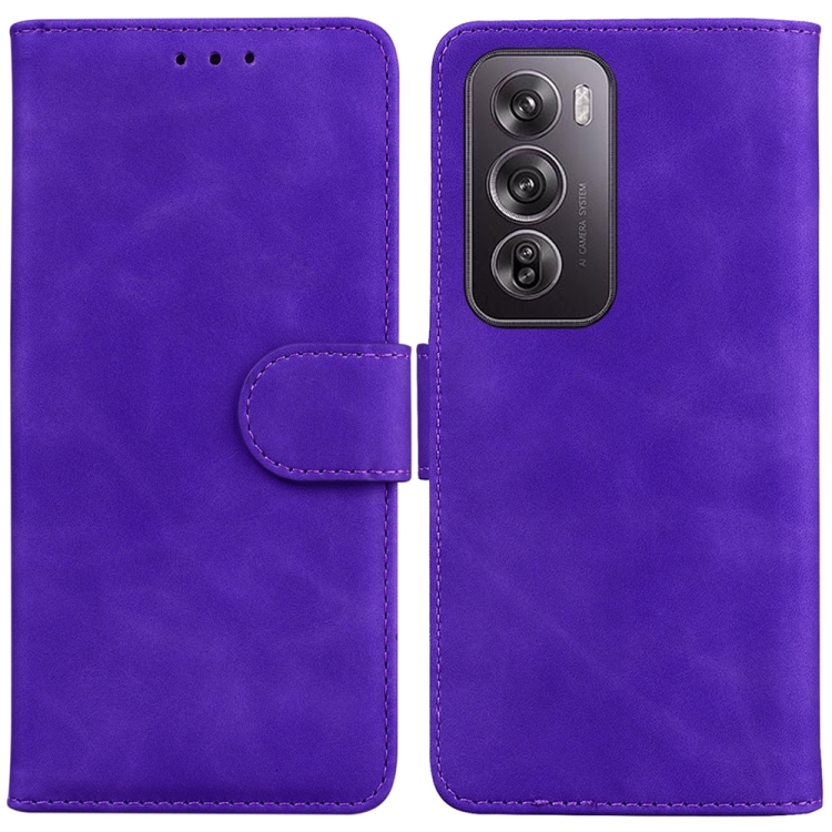

For OPPO Reno12 Pro 5G Global Skin Feel Pure Color Flip Leather Phone Case(Purple)