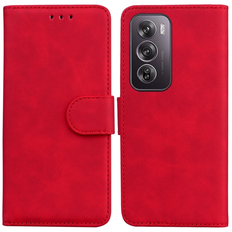 

For OPPO Reno12 Pro 5G Global Skin Feel Pure Color Flip Leather Phone Case(Red)