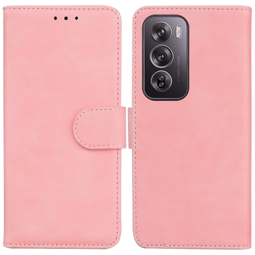 

For OPPO Reno12 Pro 5G Global Skin Feel Pure Color Flip Leather Phone Case(Pink)