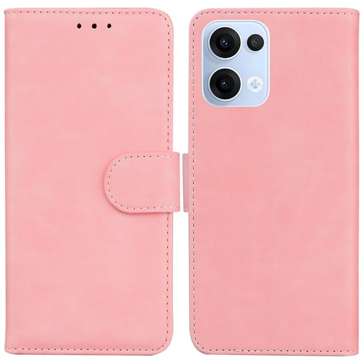 

For OPPO Reno13 Global Skin Feel Pure Color Flip Leather Phone Case(Pink)