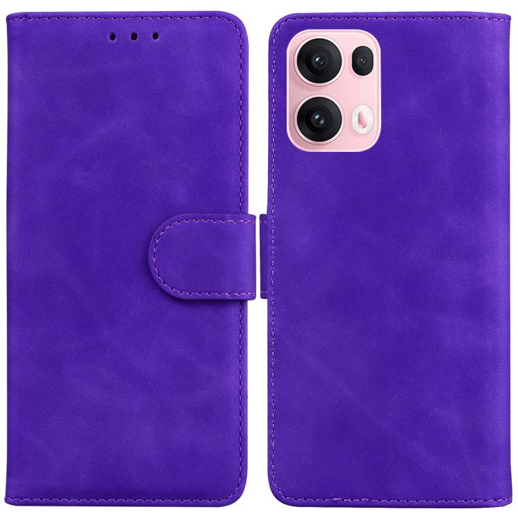 

For OPPO Reno13 Pro Global Skin Feel Pure Color Flip Leather Phone Case(Purple)