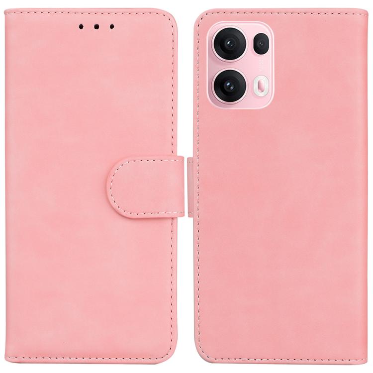 

For OPPO Reno13 Pro Global Skin Feel Pure Color Flip Leather Phone Case(Pink)
