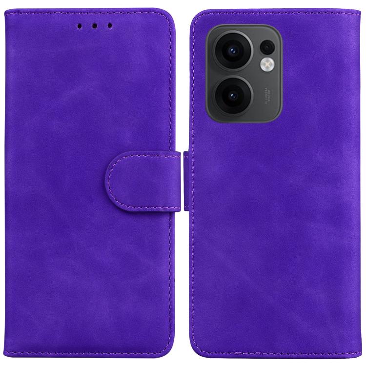 

For OPPO Reno13 F 4G / 5G Skin Feel Pure Color Flip Leather Phone Case(Purple)