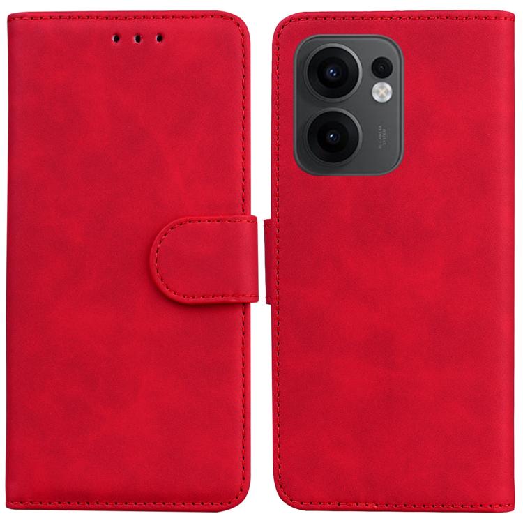 

For OPPO Reno13 F 4G / 5G Skin Feel Pure Color Flip Leather Phone Case(Red)