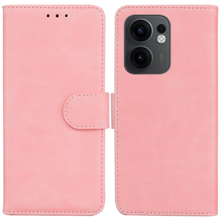 

For OPPO Reno13 F 4G / 5G Skin Feel Pure Color Flip Leather Phone Case(Pink)