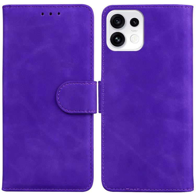 For OPPO Reno16 5G / Reno16 Pro 5G Global Skin Feel Pure Color Flip Leather Phone Case(Purple)