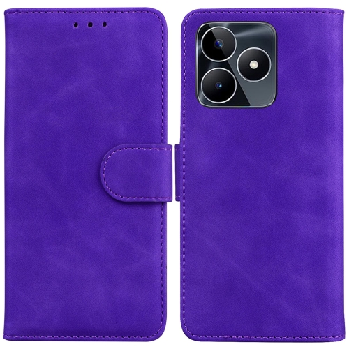 

For Realme C53 / Narzo N53 Skin Feel Pure Color Flip Leather Phone Case(Purple)