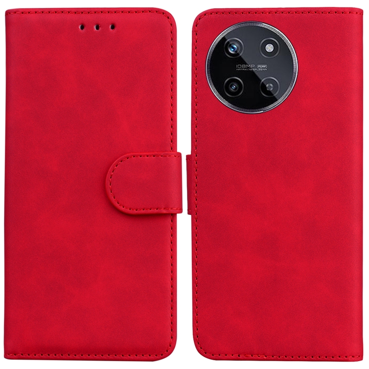 

For Realme 11 4G Global Skin Feel Pure Color Flip Leather Phone Case(Red)