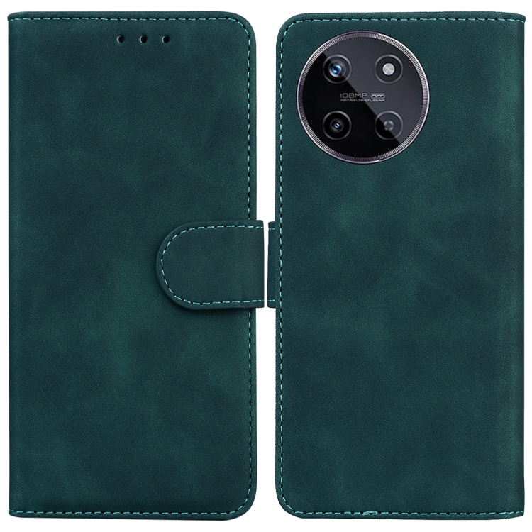 

For Realme 11 4G Global Skin Feel Pure Color Flip Leather Phone Case(Green)