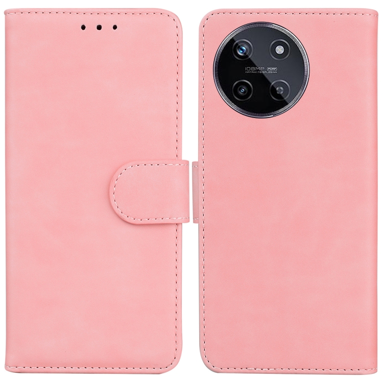 

For Realme 11 4G Global Skin Feel Pure Color Flip Leather Phone Case(Pink)