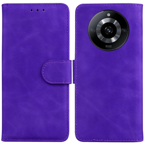 

For Realme 11 5G/Narzo 60 India Version Skin Feel Pure Color Flip Leather Phone Case(Purple)