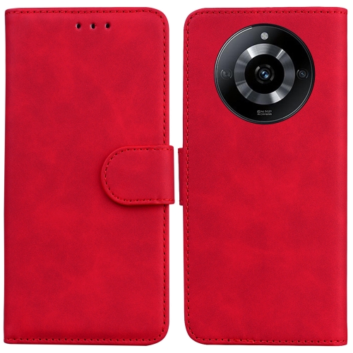 

For Realme 11 5G/Narzo 60 India Version Skin Feel Pure Color Flip Leather Phone Case(Red)