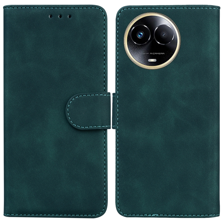 

For Realme 11 5G Global Skin Feel Pure Color Flip Leather Phone Case(Green)