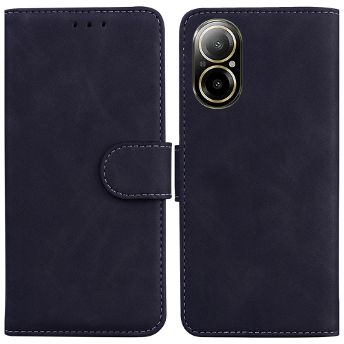 

For Realme C67 4G Global Skin Feel Pure Color Flip Leather Phone Case(Black)
