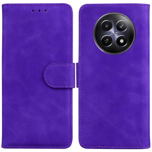 

For Realme 12 5G Skin Feel Pure Color Flip Leather Phone Case(Purple)