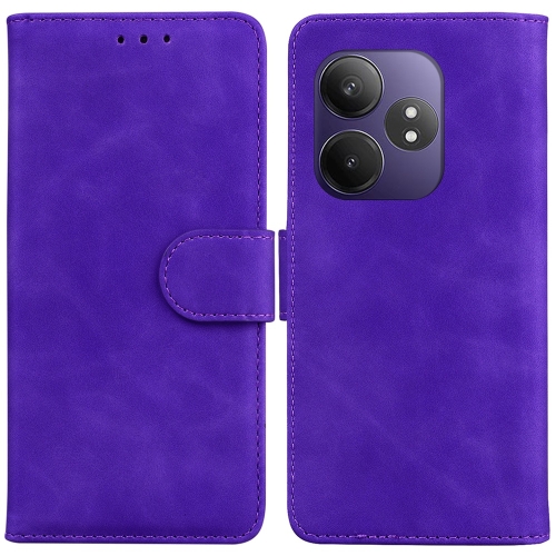 

For Realme GT 6 / GT 6T / GT Neo6 Skin Feel Pure Color Flip Leather Phone Case(Purple)
