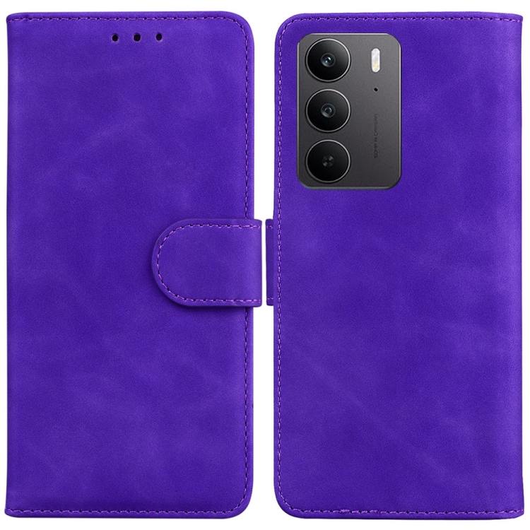 

For Realme C75 Skin Feel Pure Color Flip Leather Phone Case(Purple)