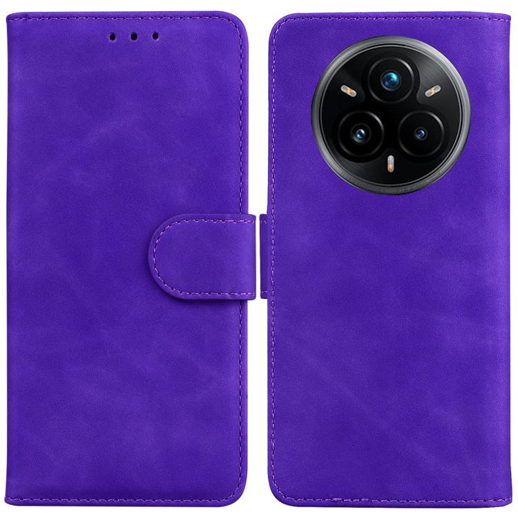 

For Realme 14 Pro+ Skin Feel Pure Color Flip Leather Phone Case(Purple)