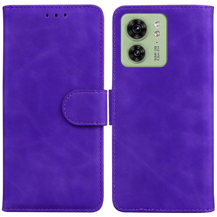 

For Motorola Edge 40 Skin Feel Pure Color Flip Leather Phone Case(Purple)