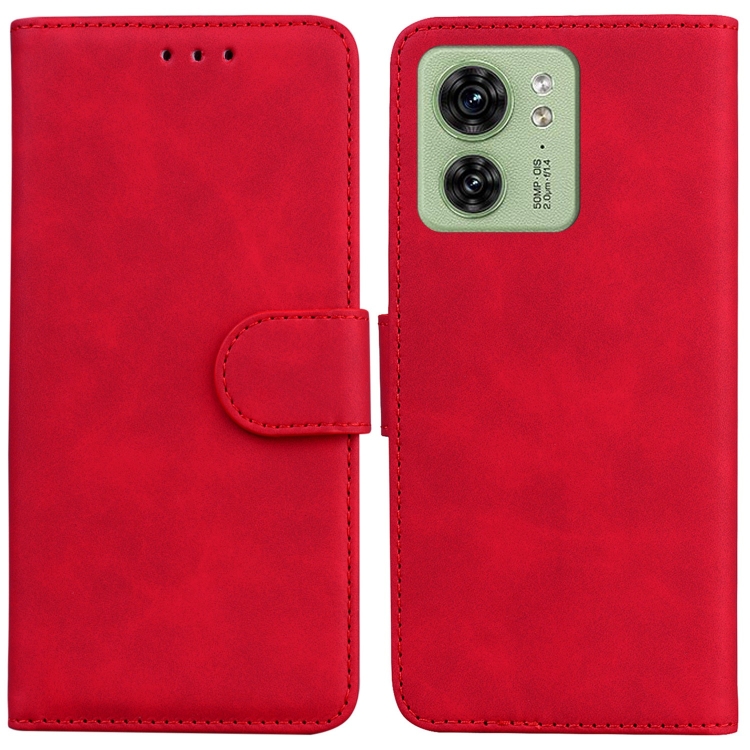 

For Motorola Edge 40 Skin Feel Pure Color Flip Leather Phone Case(Red)