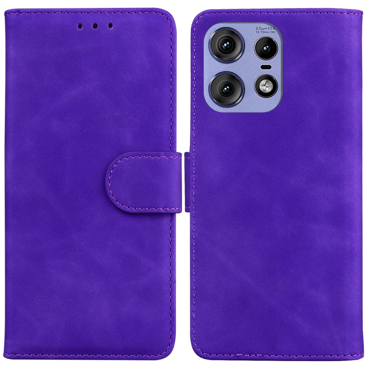 

For Motorola Edge 50 Pro Skin Feel Pure Color Flip Leather Phone Case(Purple)