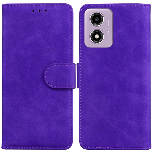 

For Motorola Moto G04s / Moto E14 Skin Feel Pure Color Flip Leather Phone Case(Purple)