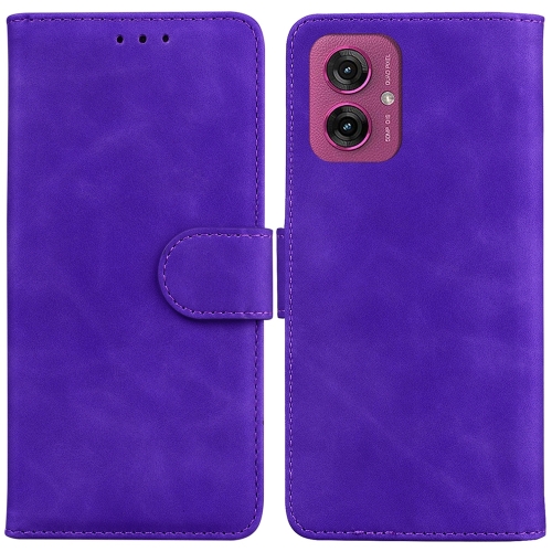 

For Motorola Moto G55 Skin Feel Pure Color Flip Leather Phone Case(Purple)