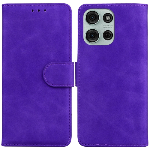 

For Motorola Moto G75 5G Skin Feel Pure Color Flip Leather Phone Case(Purple)